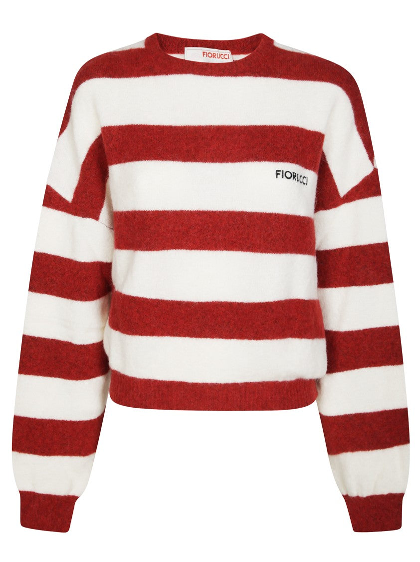 Fiorucci Cropped Sweater With Bold Horizontal Stripes And Embroidered Logo