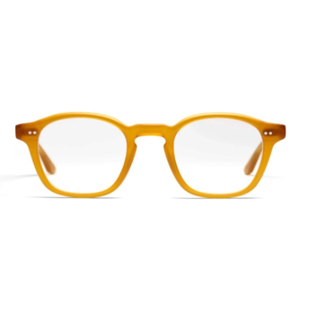 Peter And May Pm Palace Translucent Honey-Colored Square Eyeglasses With Metallic Accents