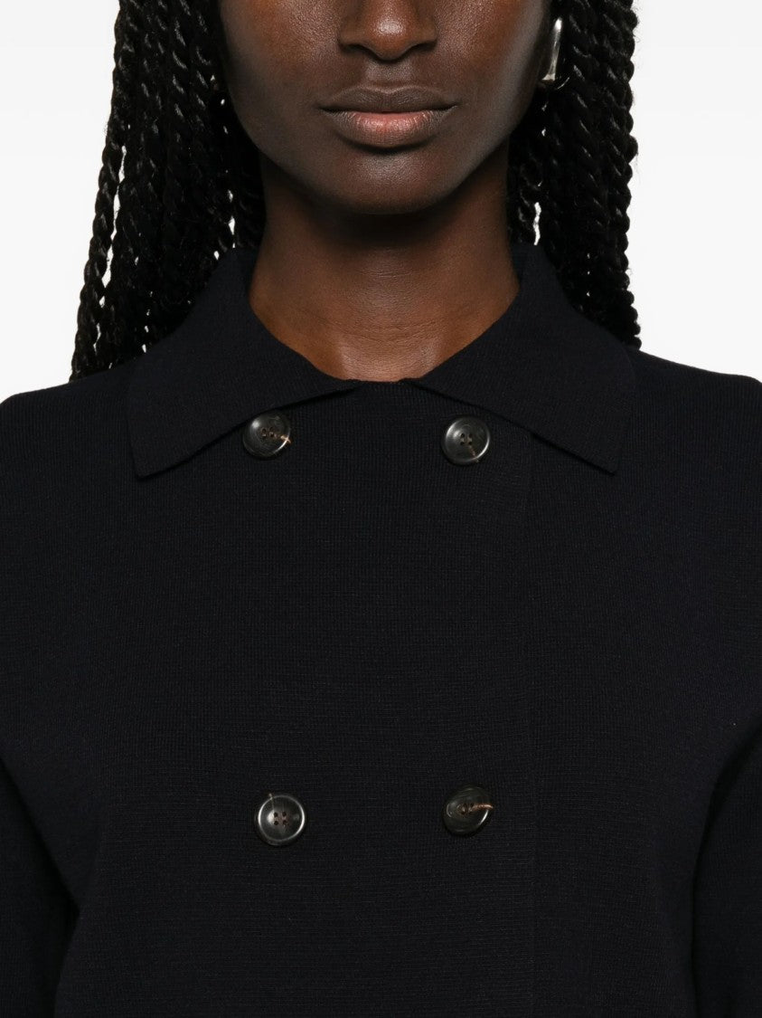 Max Mara Blue Classic Collar Viscose Cardigan