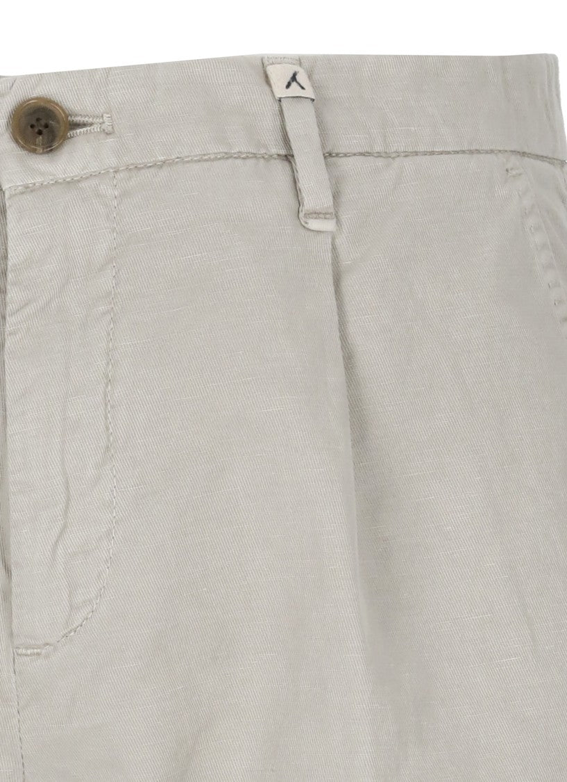 Myths Beige Cotton-Linen Blend Bermuda Shorts