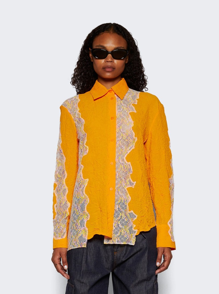 Christopher Esber Crimped Lace Shirt Orange