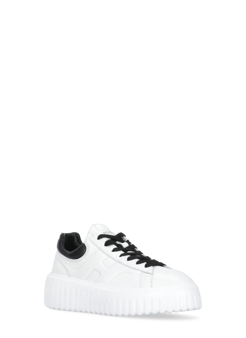 Hogan White Smooth Leather Contrasting Laces Sneakers