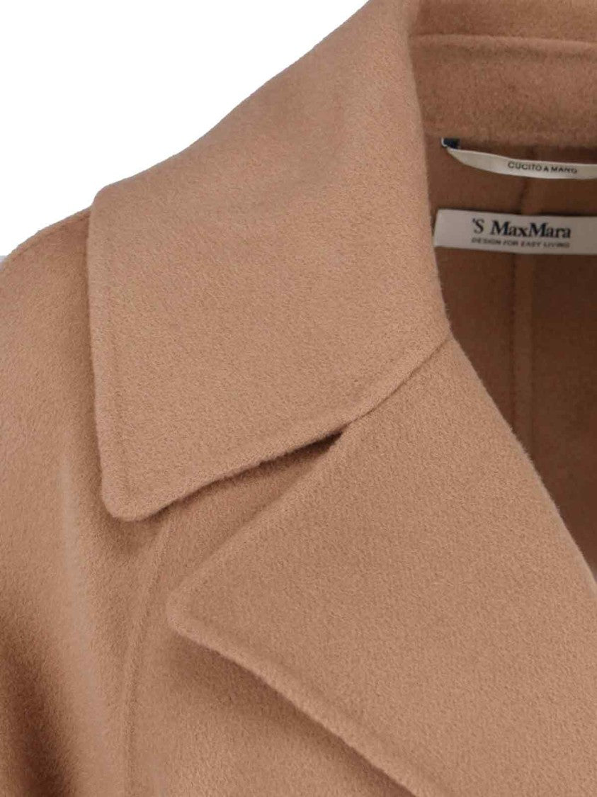 Max Mara Beige Virgin Wool Wrap Coat With Classic Lapel