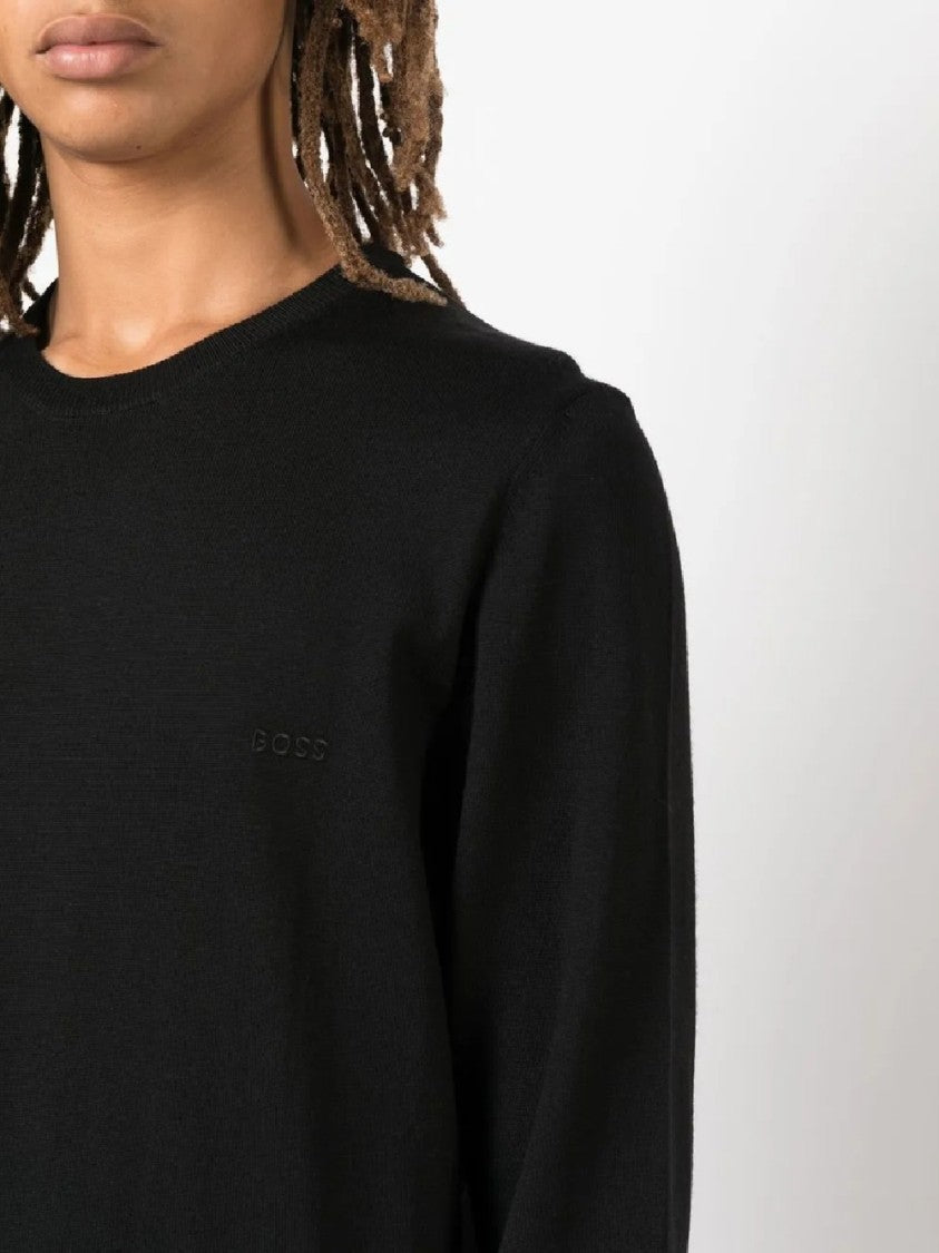 Hugo Boss Relaxed Fit Crewneck Sweater With Tonal Branding