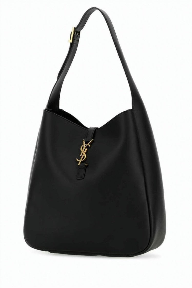 Saint Laurent Smooth Calf Leather Shoulder Bag With Adjustable Brass Clasp