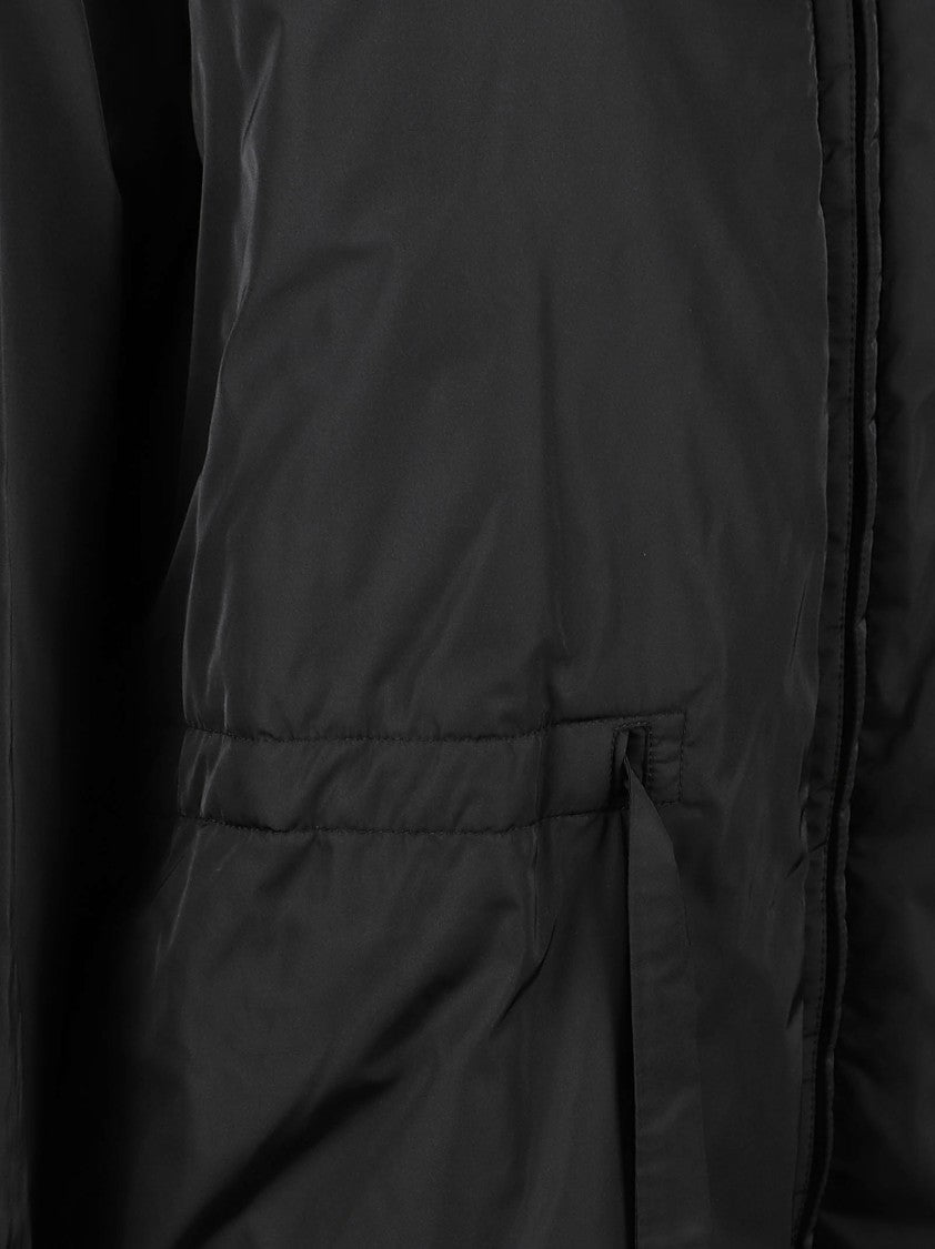 Max Mara Black Hooded Jacket With Zip Closure And Padded Texture