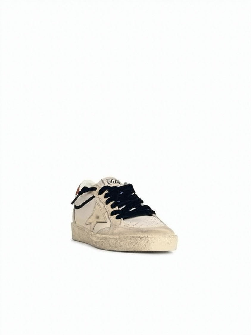 Golden Goose Distressed Off-White Leather Low-Top Sneakers