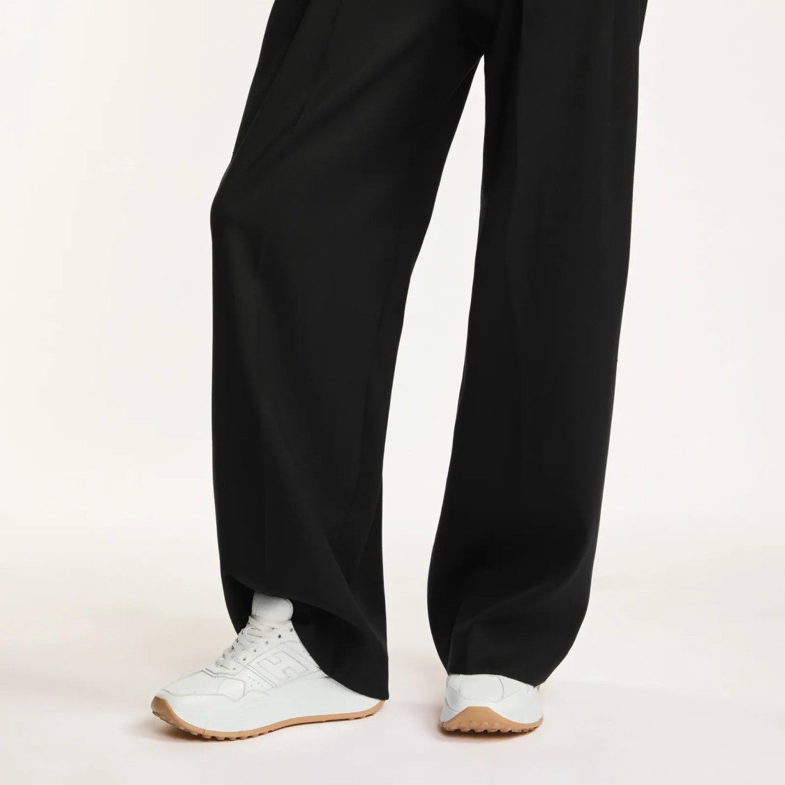 Hogan All-White Lace-Up Sneakers With Embossed Logo