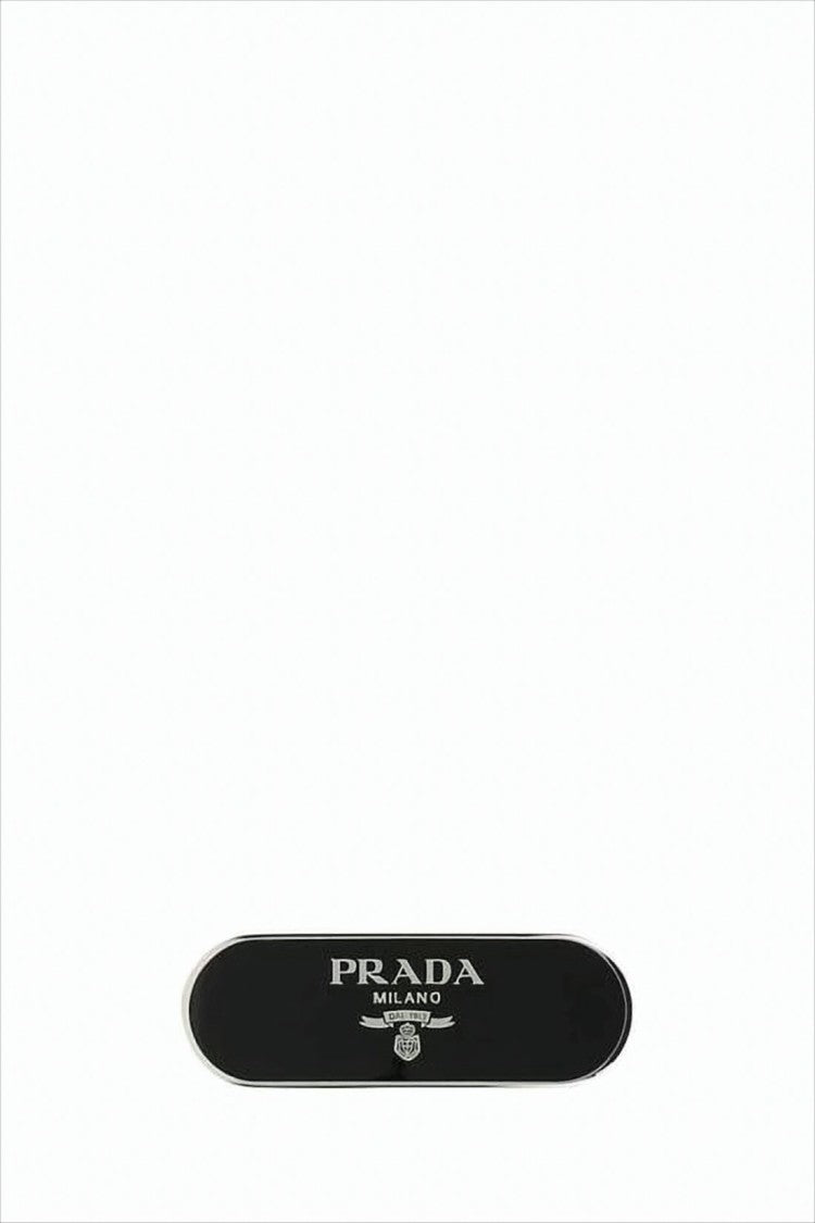 Prada Sleek Black Brass Hair Accessory With Silver-Tone Detailing