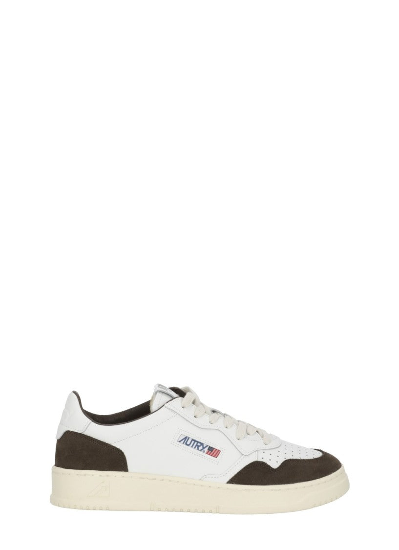 Autry White Blue Suede Logo Details Low-Top Sneakers