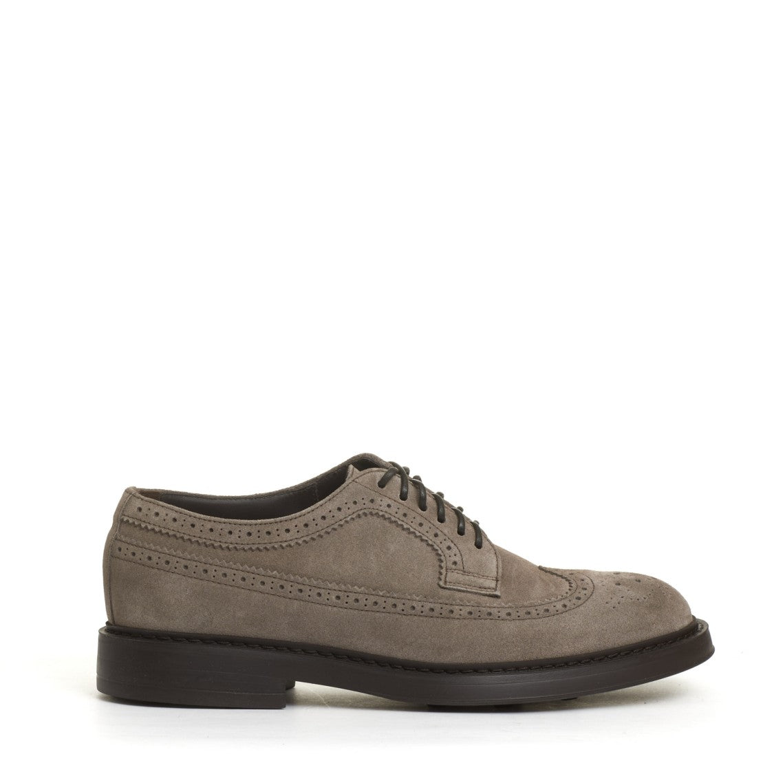 Doucal's Lace-Up Shoes With Holes In Dove-Grey Suede