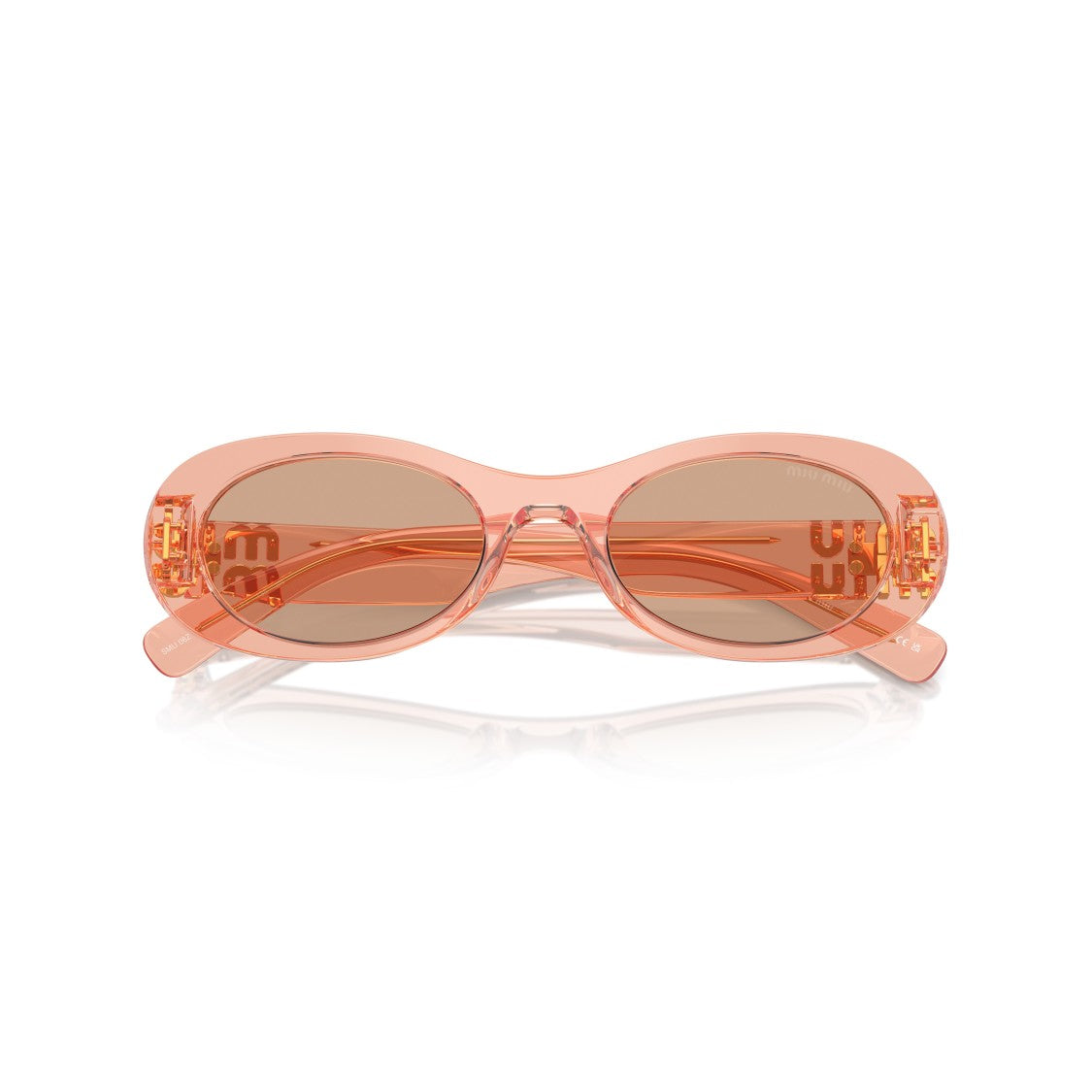 Miu Miu 0Mu 06Zs Translucent Acetate Oval Sunglasses