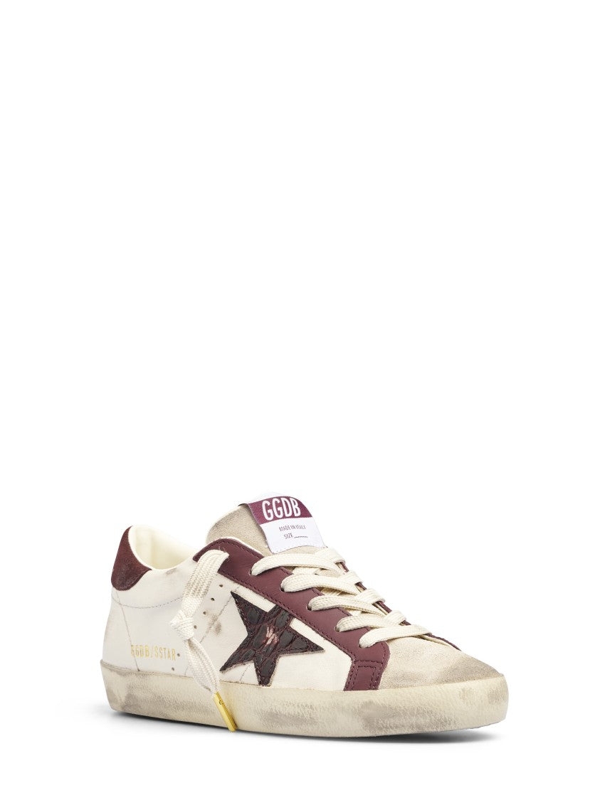 Golden Goose Low-Top Sneakers With Distressed White Leather And Cocco Printed Star