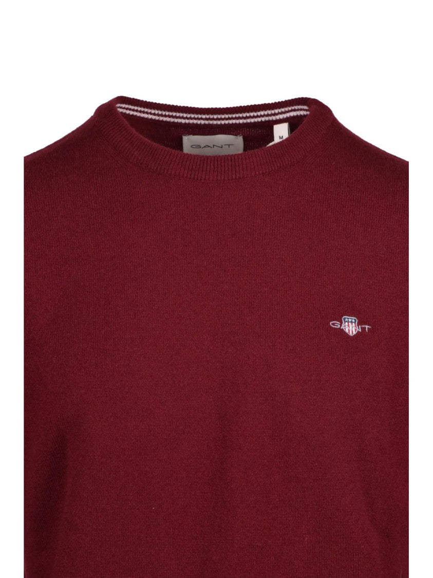 Gant Classic Fit Wool Crewneck Sweater With Ribbed Detailing
