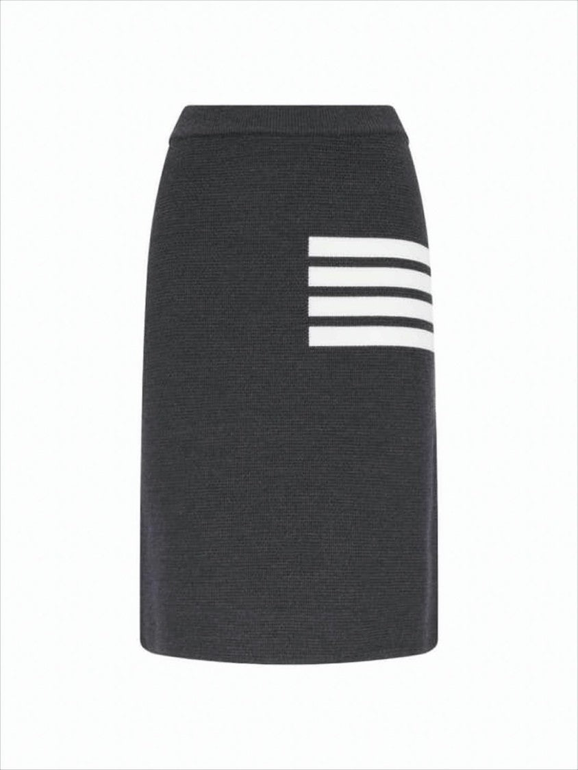 Thom Browne Textured Wool Blend Midi Skirt