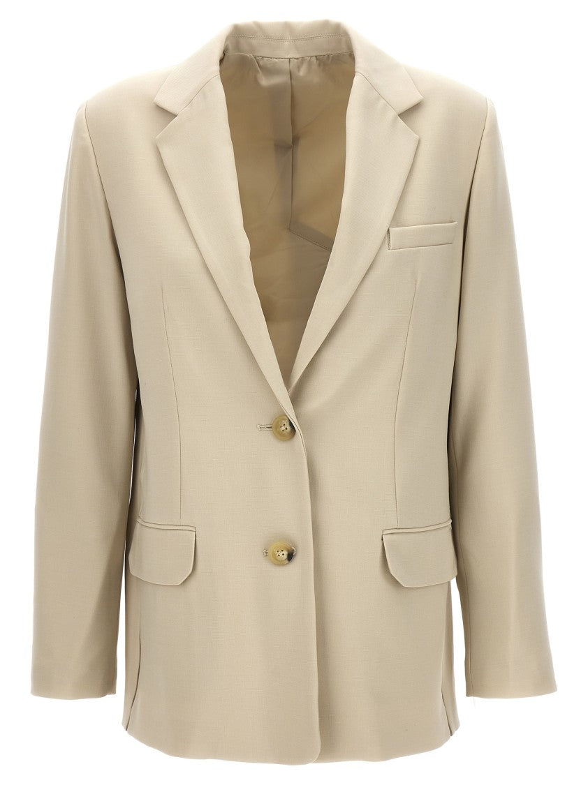Helmut Lang Single-Breasted Logo Band Wool Blazer