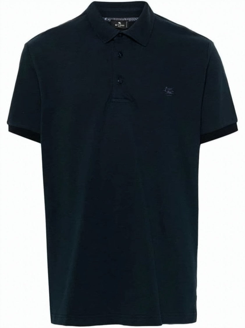 Etro Black Polo Shirt With Embroidered Detail