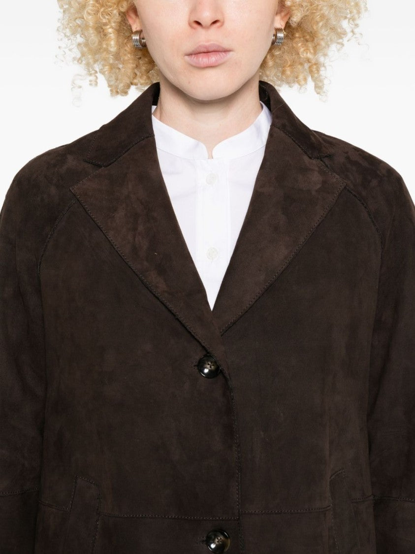 The Jack And Jackie Leathers Cropped Calf Leather Jacket With Wide Lapel