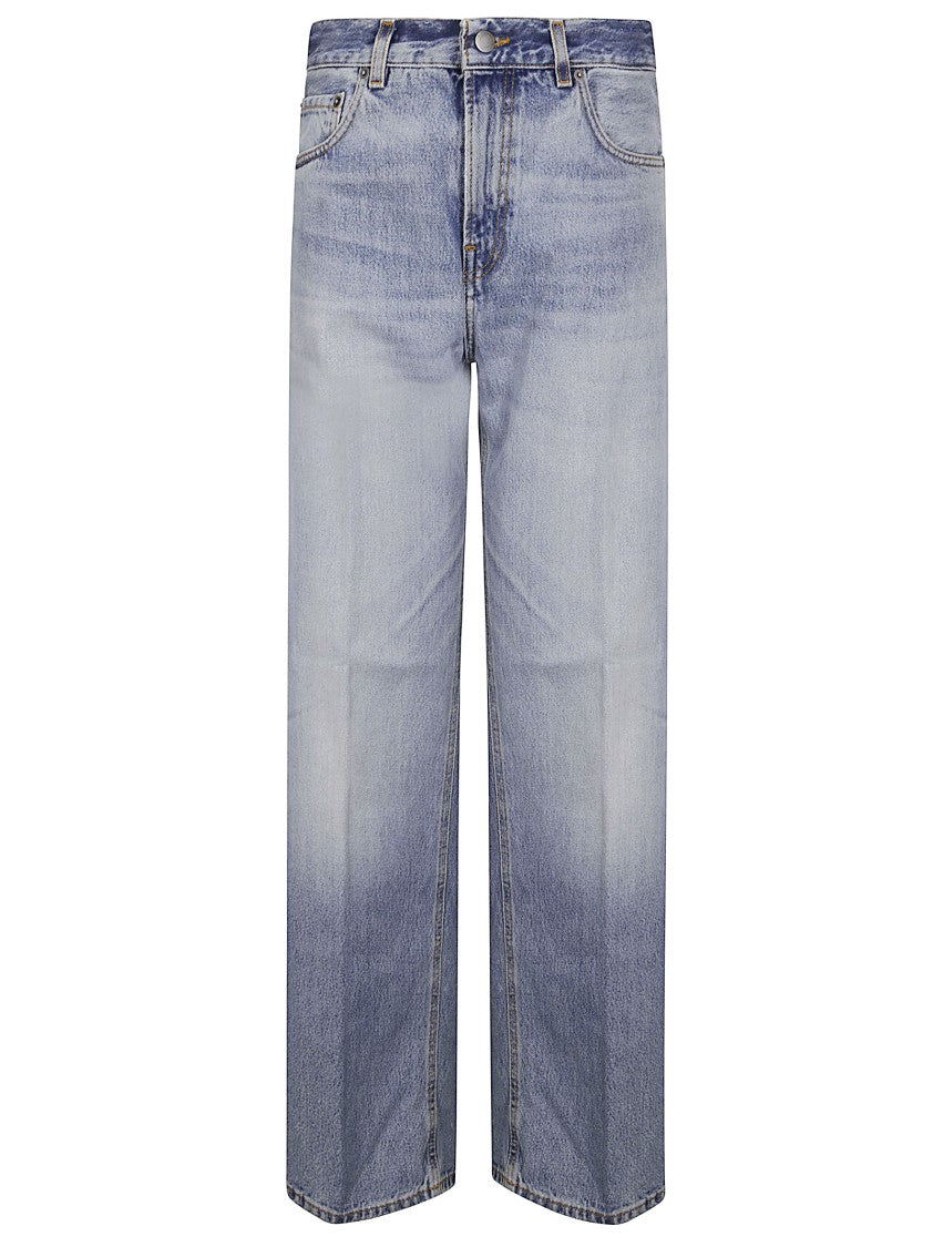 Haikure Light Wash Straight-Leg Five-Pocket Jeans