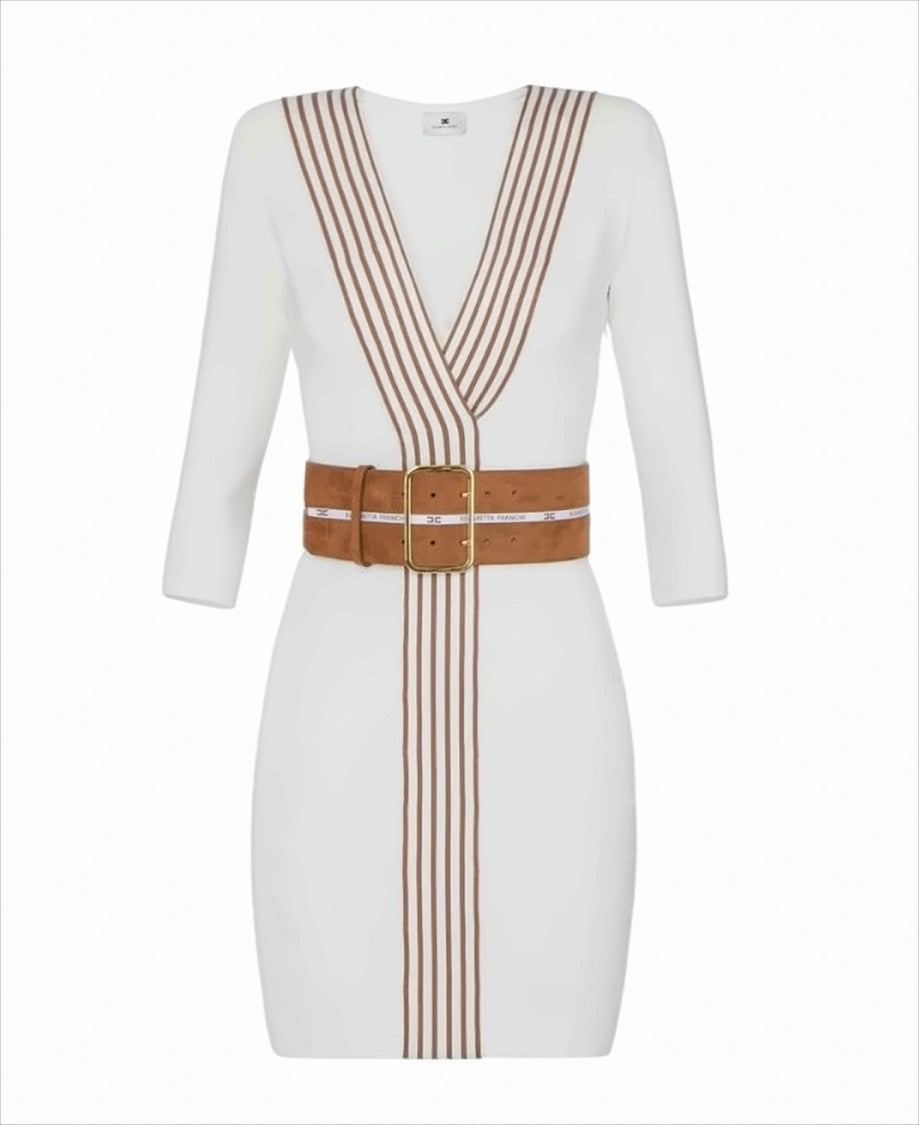 elisabetta franchi knitted dress Knit With Striped Bands TOP 10 BEST Dress 2024 Bridesmaid-1 非换色 where sophistication meets trendy Color:green  LYQ275