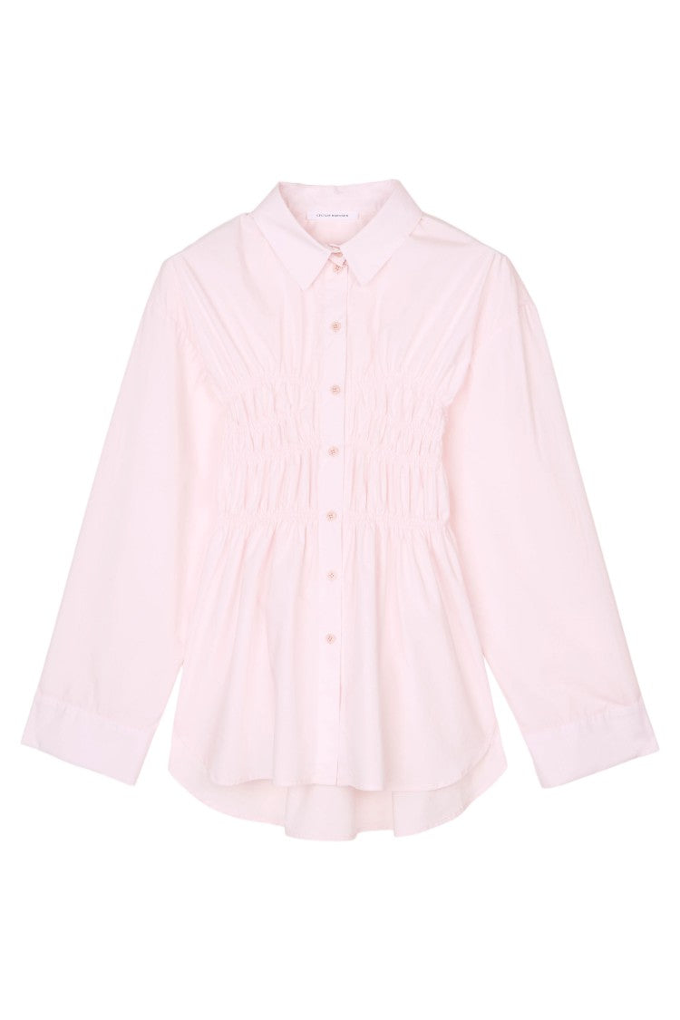 Cecilie Bahnsen Draped Ruffle Waist Cotton Shirt By Cecilie Bahnsen