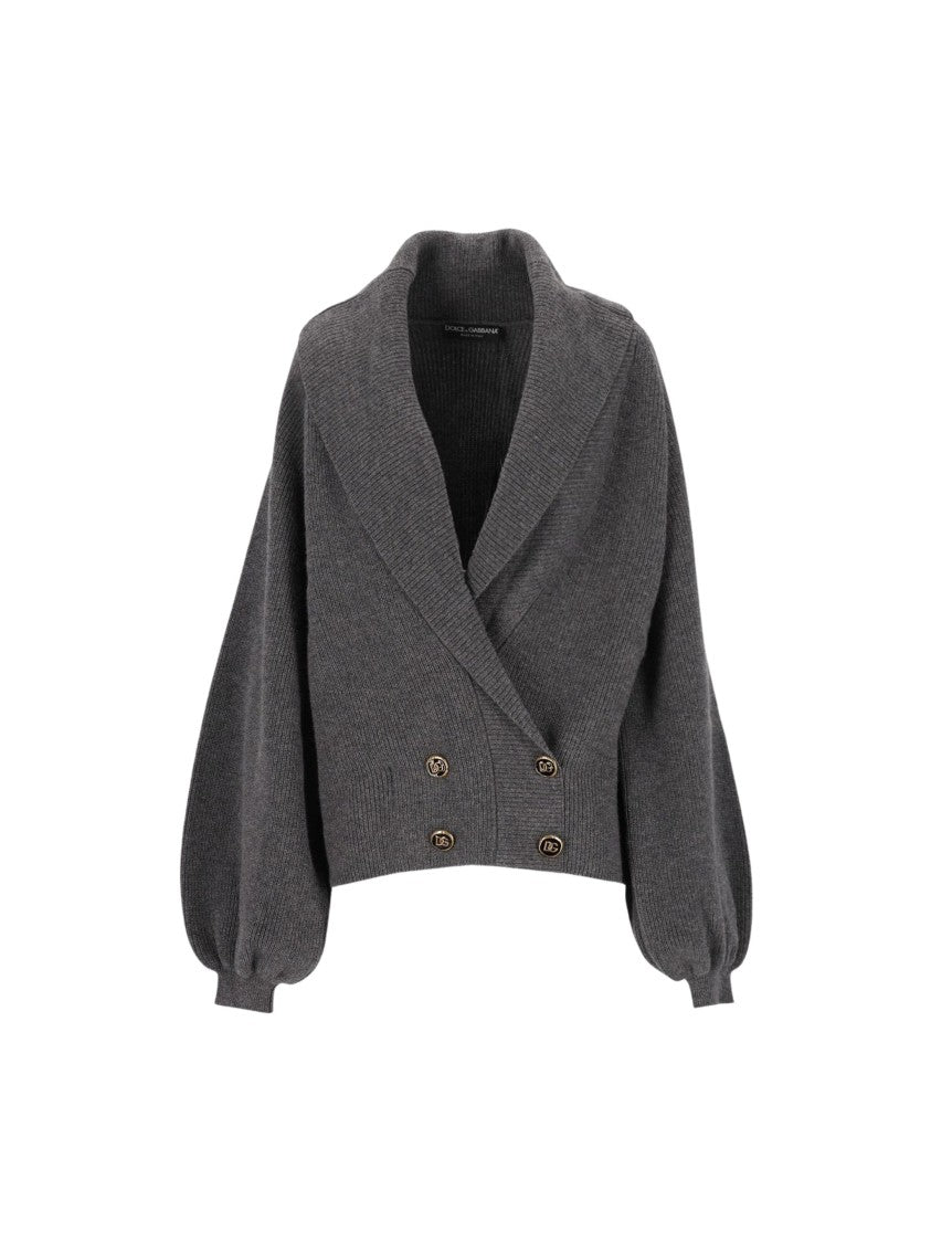 Dolce & Gabbana Cropped Shawl Collar Merino Wool Cardigan