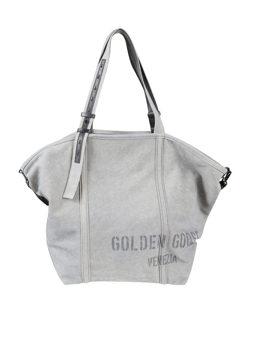 Golden Goose Soft Textured Grey Shoulder Bag With Versatile Carrying Options