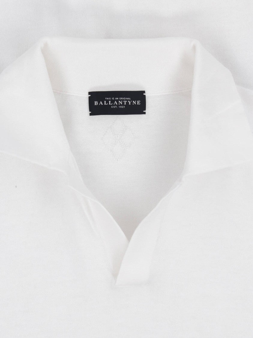 Ballantyne White Classic Relaxed Cotton Polo Shirt