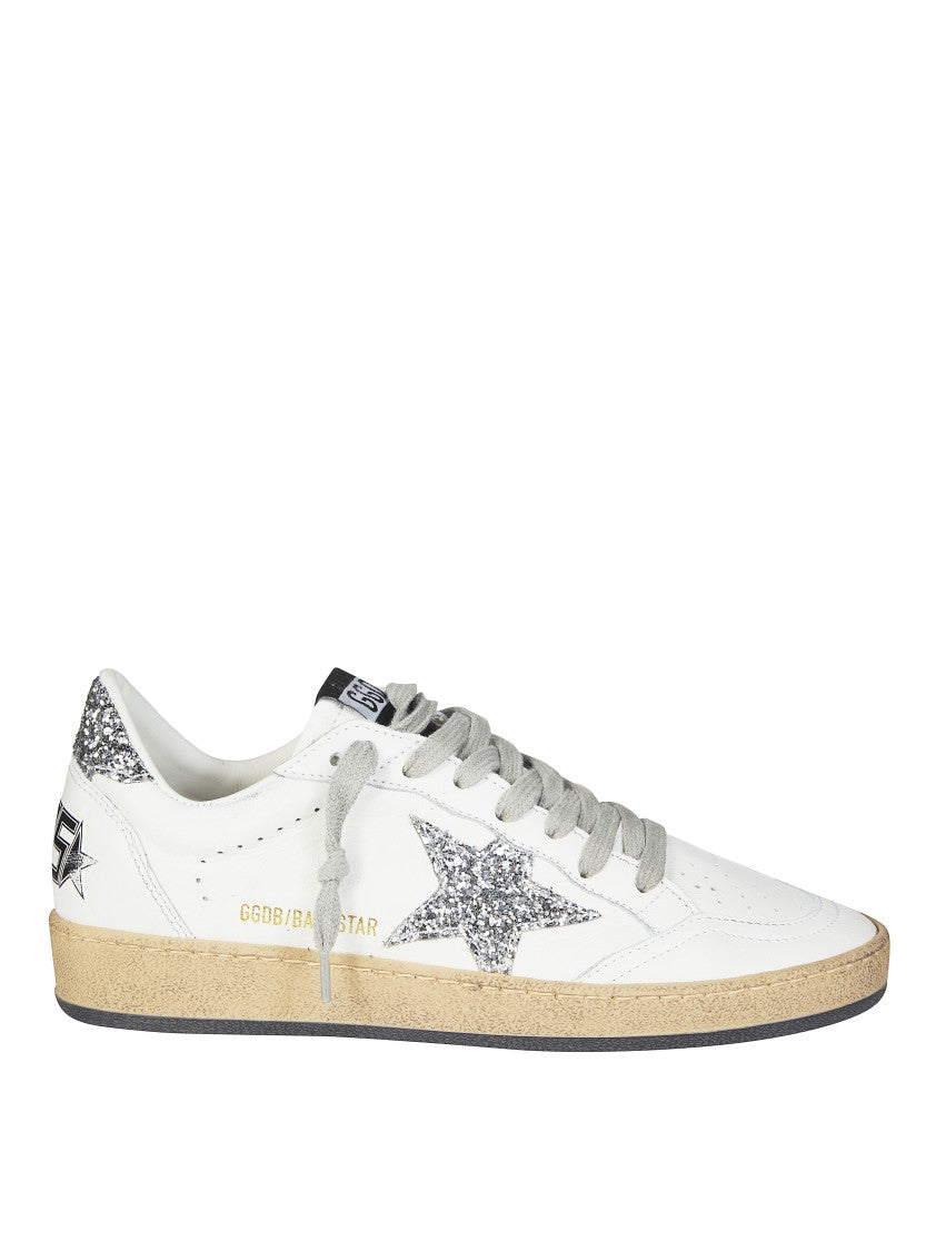 Golden Goose White Nappa Leather Glitter Star Sneakers