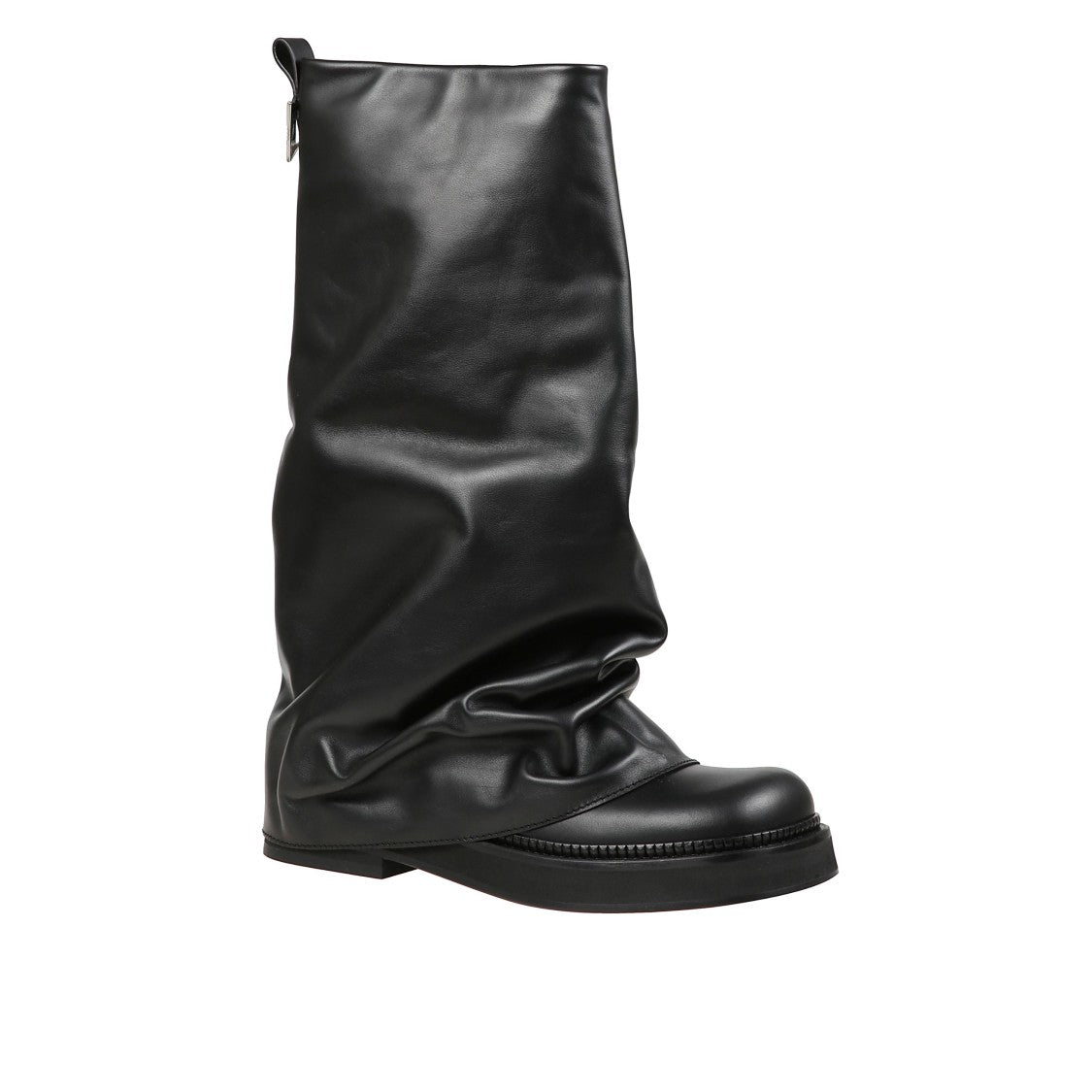 The Attico Tall Leather Boots With Draped Effect