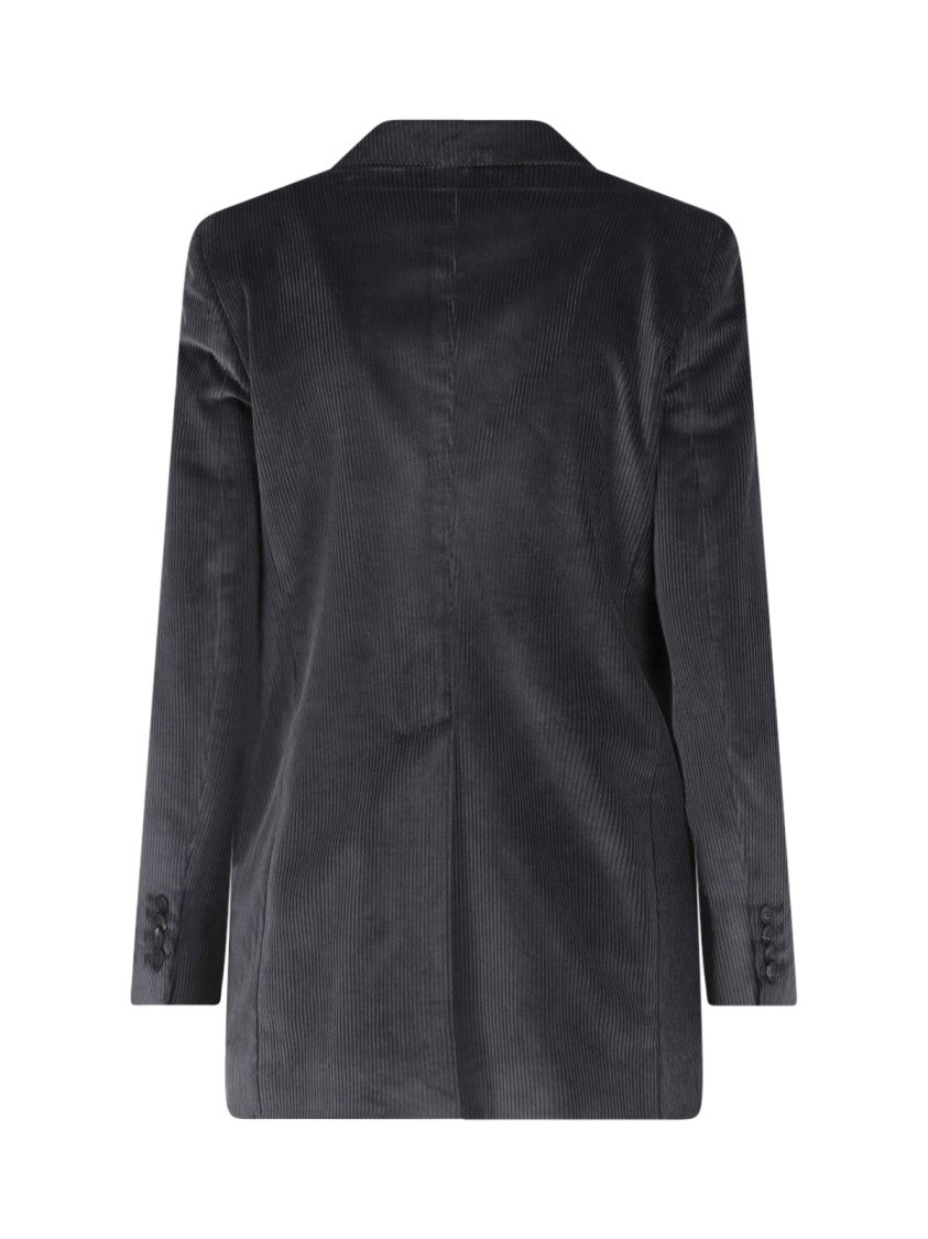Tagliatore Dark Grey Corduroy Double-Breasted Blazer