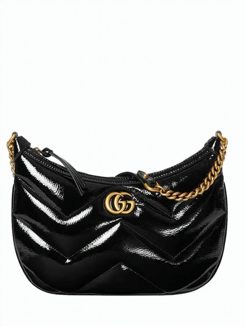 Gucci Chevron Quilted Leather Shoulder Bag With Gold-Tone Chain Strap
