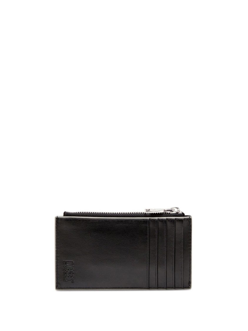 Diesel Shiny Metallic Zip Wallet With Prominent Logo