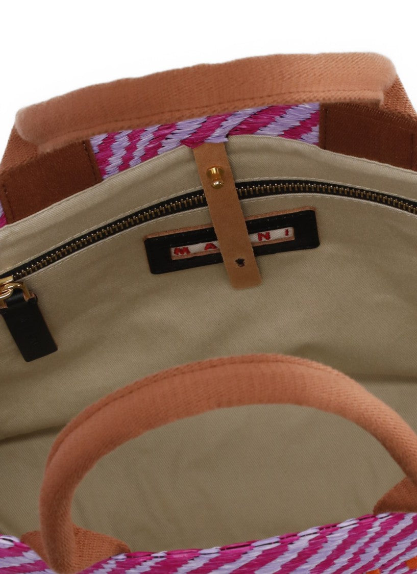Marni Vibrant Fuchsia Shopping Bag With Embroidered Logo
