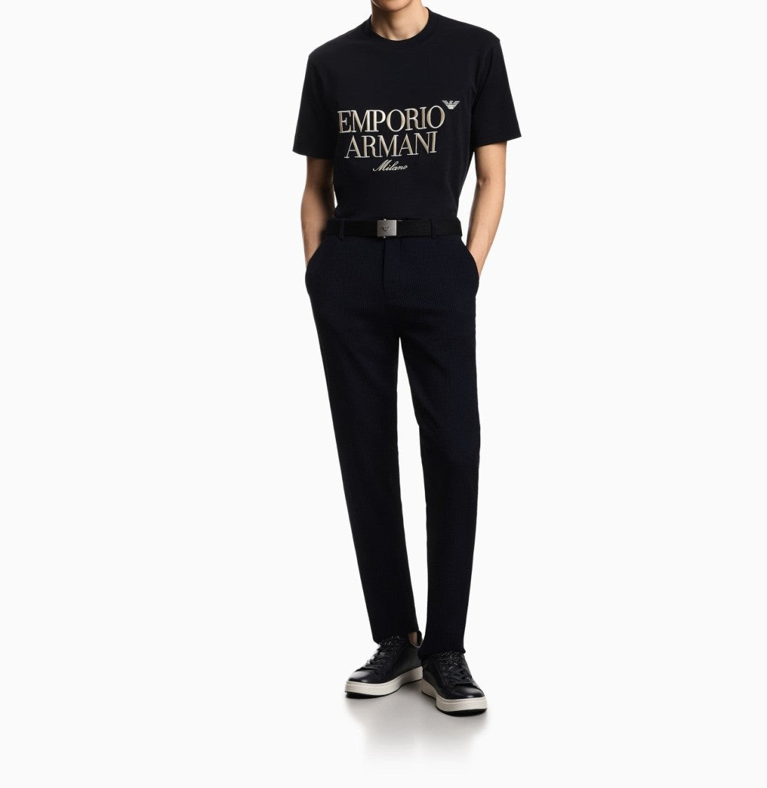 Emporio Armani Regular Fit Heavyweight Jersey T-Shirt With Embossed Logo