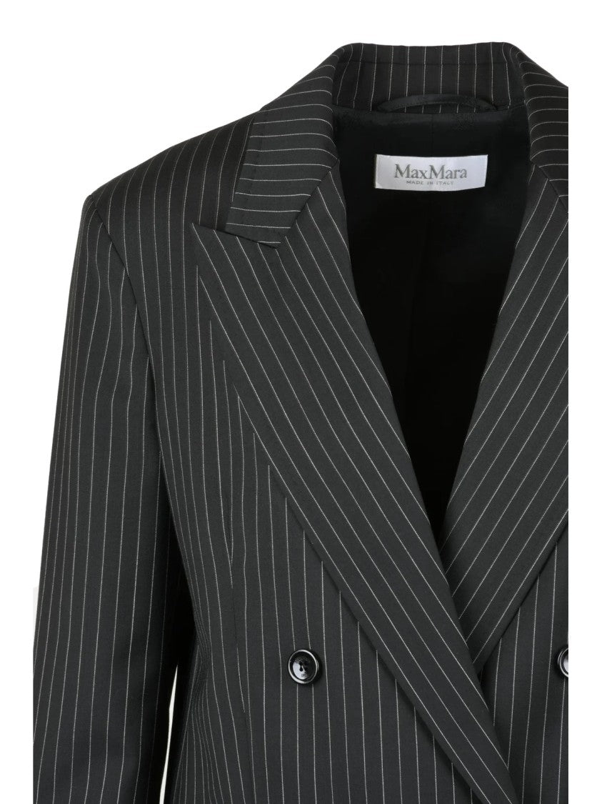 Max Mara Black Virgin Wool Double-Breasted Blazer