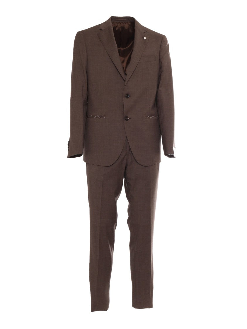Luigi Bianchi Tailored Brown Virgin Wool Suit