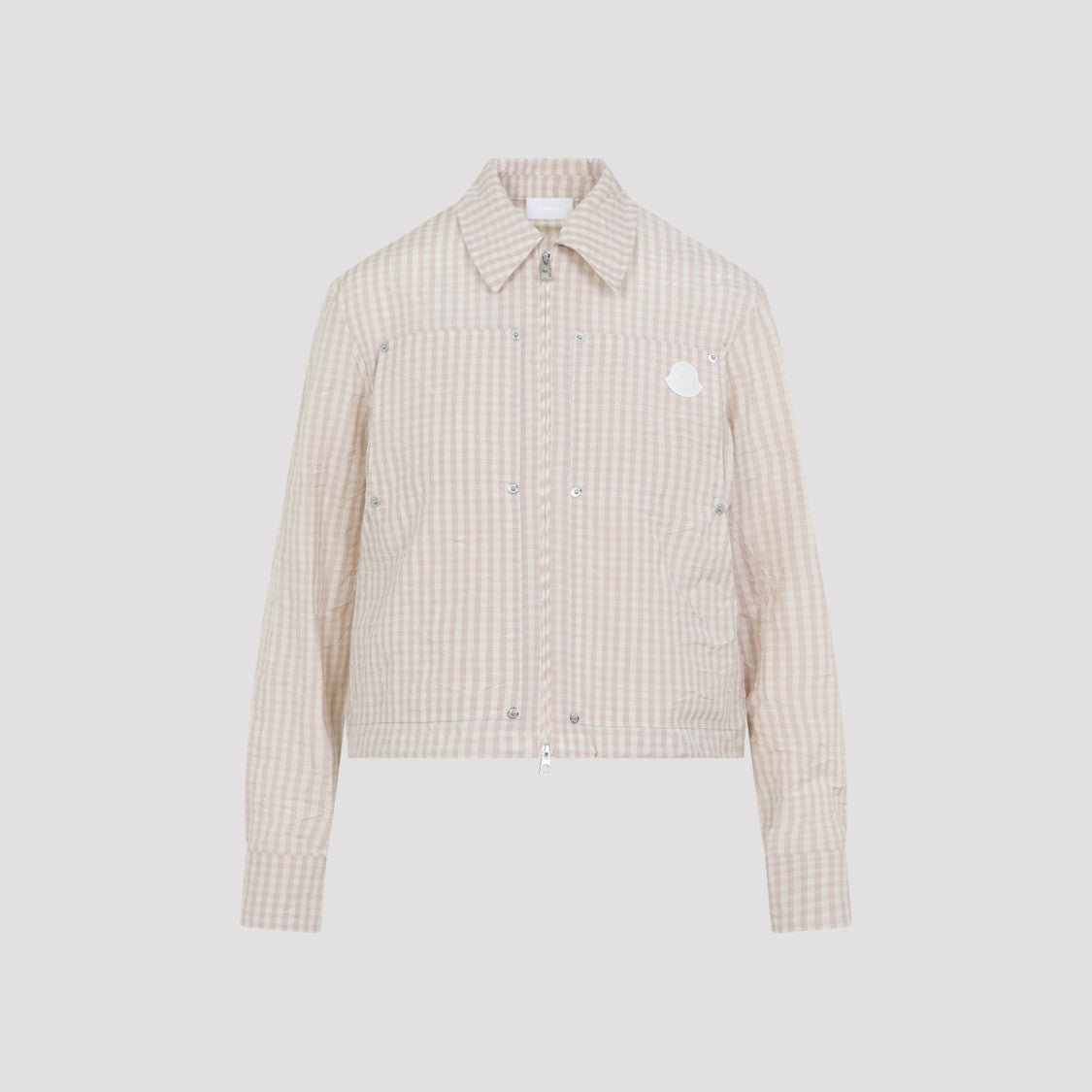 Moncler Cropped Gingham Jacket With Classic Collar