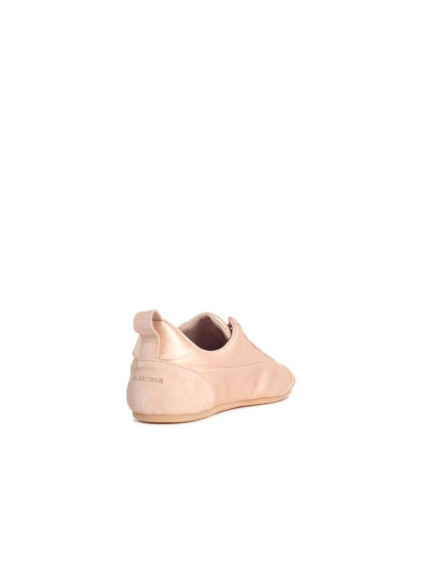 Jil Sander Etage' Satin Sneakers With Rosé Suede Trim
