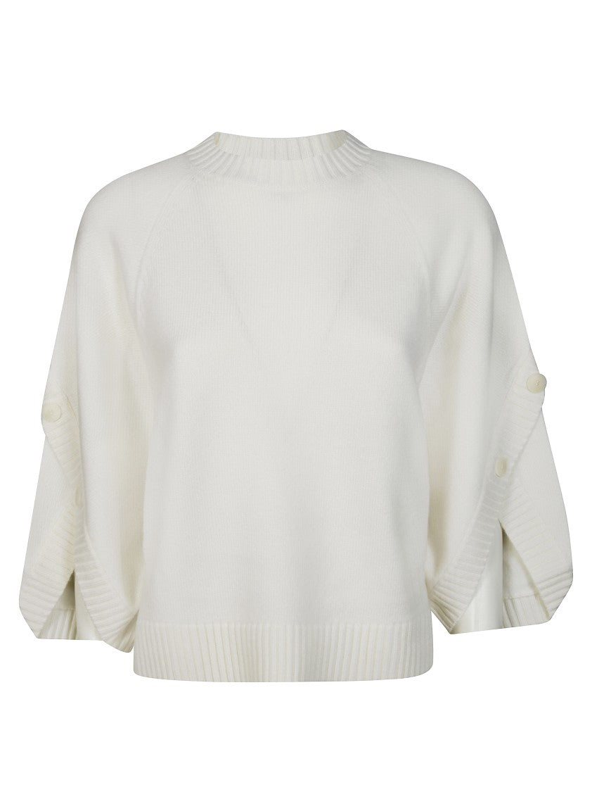 Max Mara Crew Neck Sweater With Button Detail