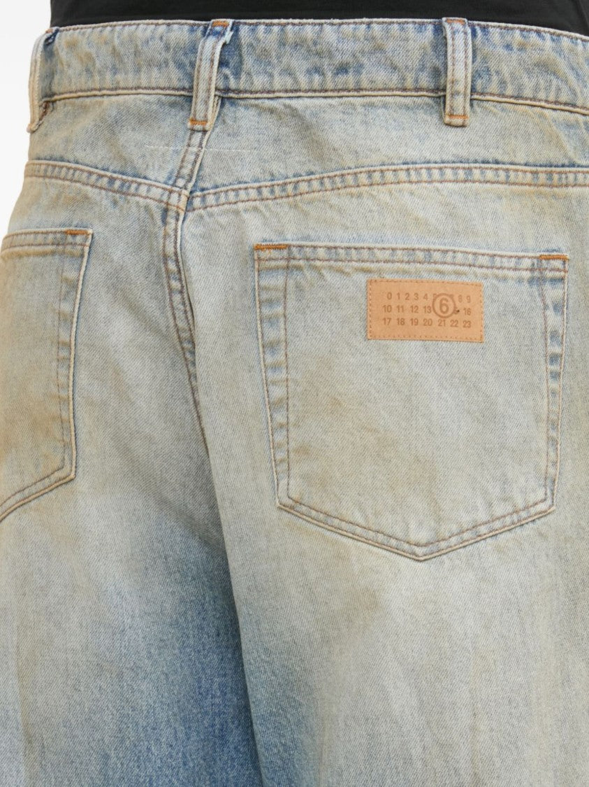 Mm6 By Maison Margiela Blue Worn Effect Denim Straight-Leg Jeans