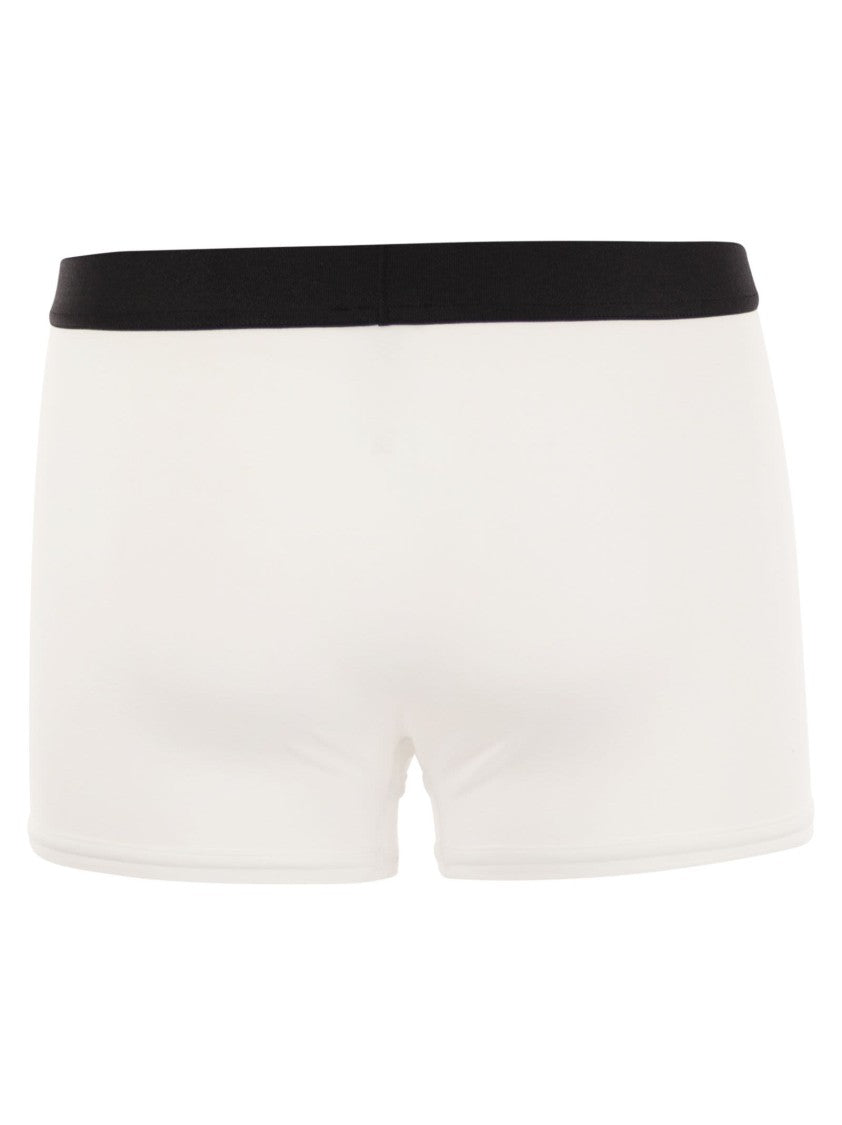 Kiton Stretch Cotton Boxer Shorts With Logo