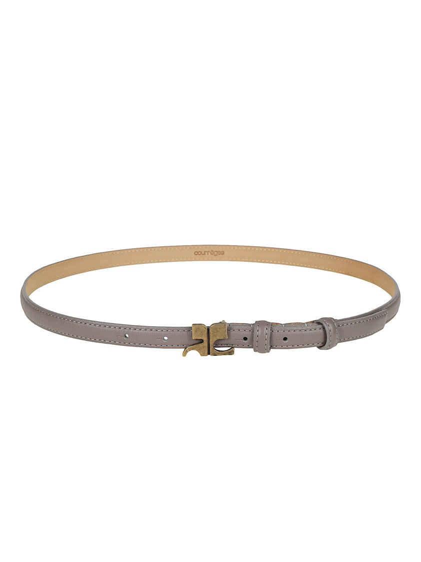 Courrèges Taupe Ac Slim Calf Leather Belt