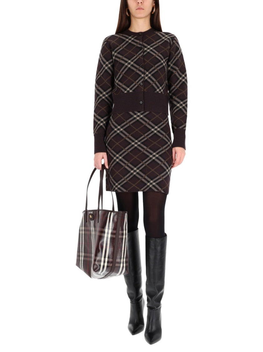Burberry Plaid Mini Skirt In Warm Brown And Beige Hues