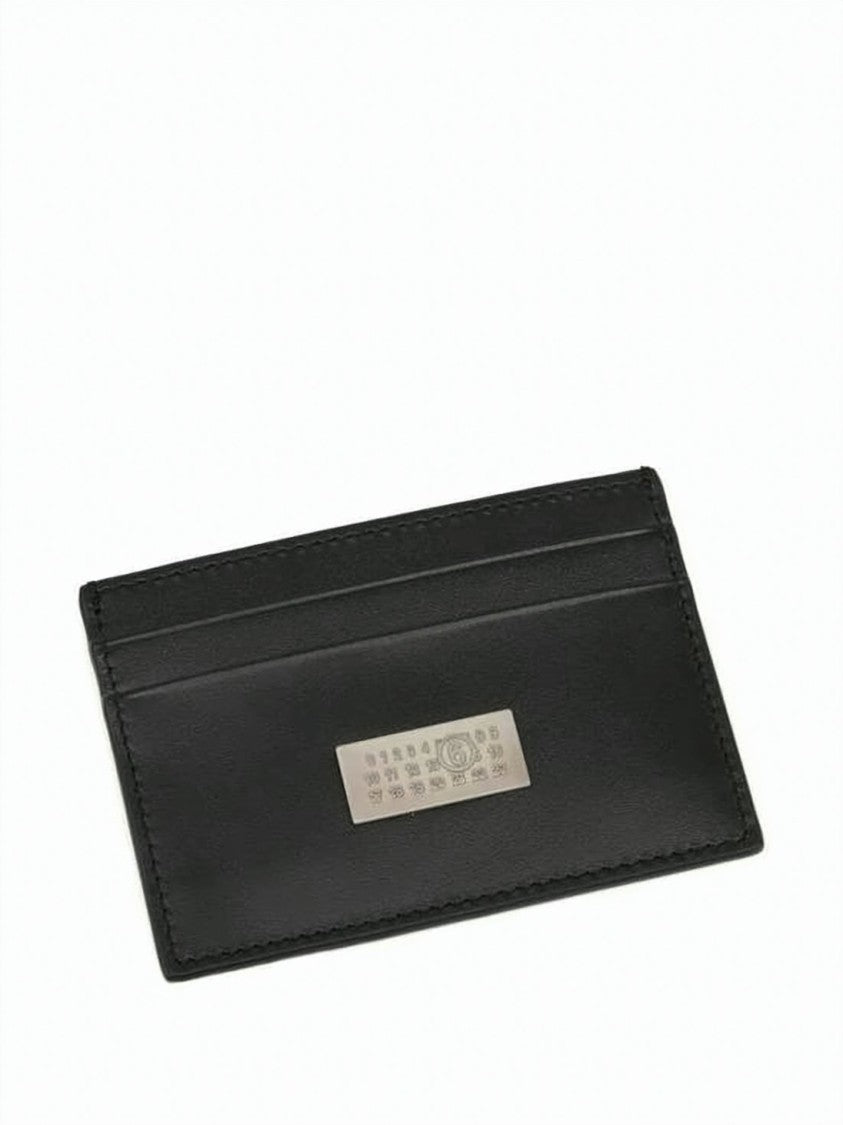 Mm6 By Maison Margiela Rectangular Calf Leather Cardholder With Engraved Metallic Plate