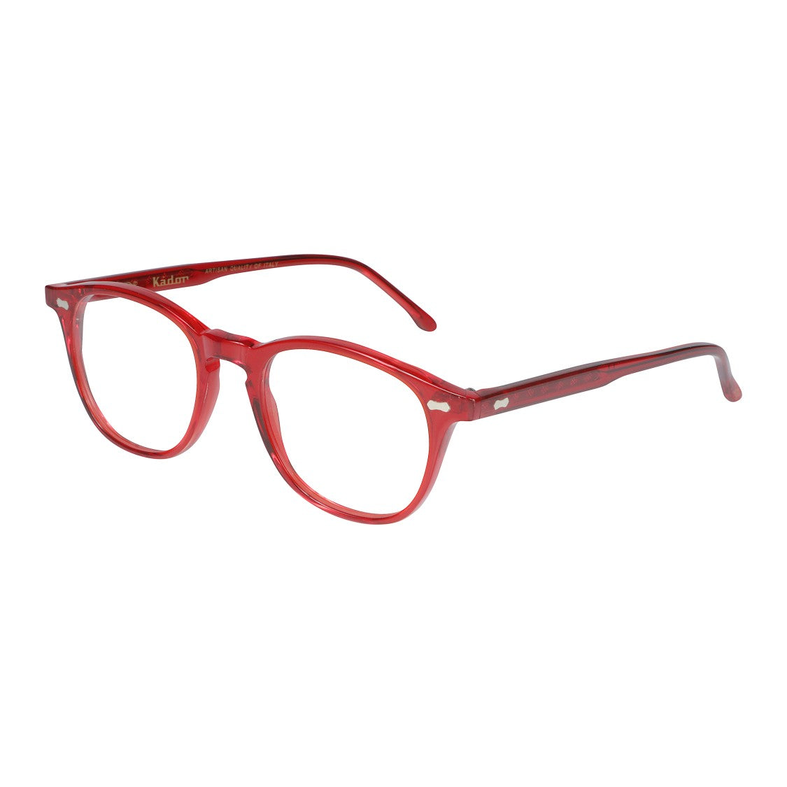 Kador Pepper Translucent Red Acetate Rounded Sunglasses With Metallic Accents