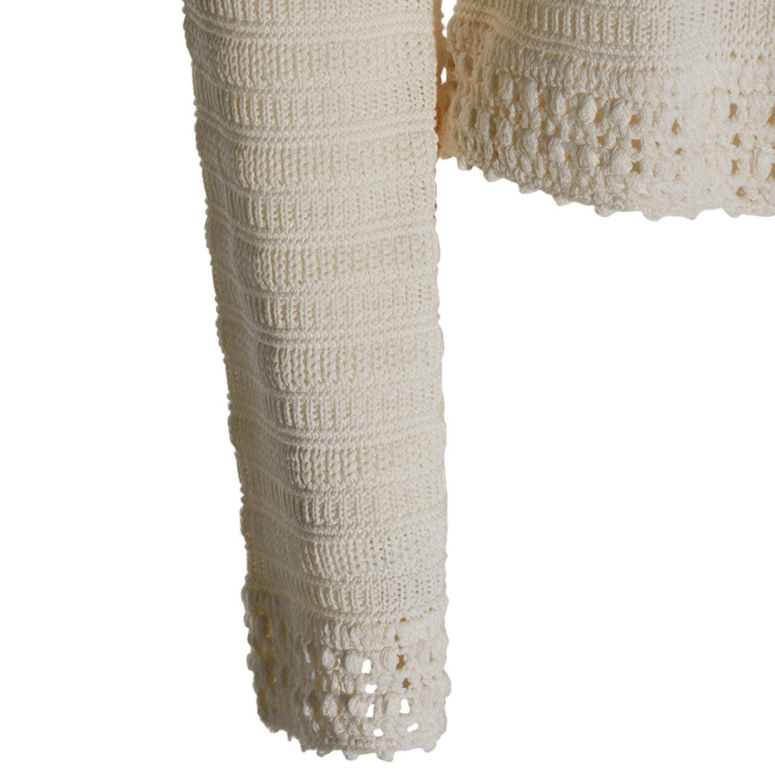 Twin-Set Delicate Crochet Knit Sweater With Lace-Up V-Neckline