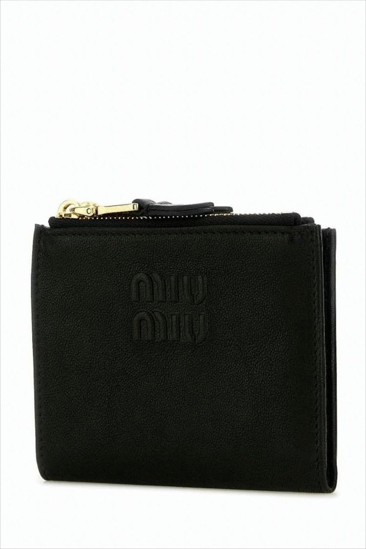 Miu Miu Compact Black Napa Leather Wallet
