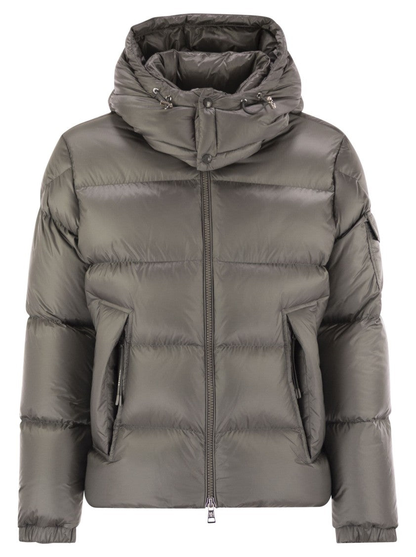 Moncler Short Down Jacket With Hood And Padded Details
