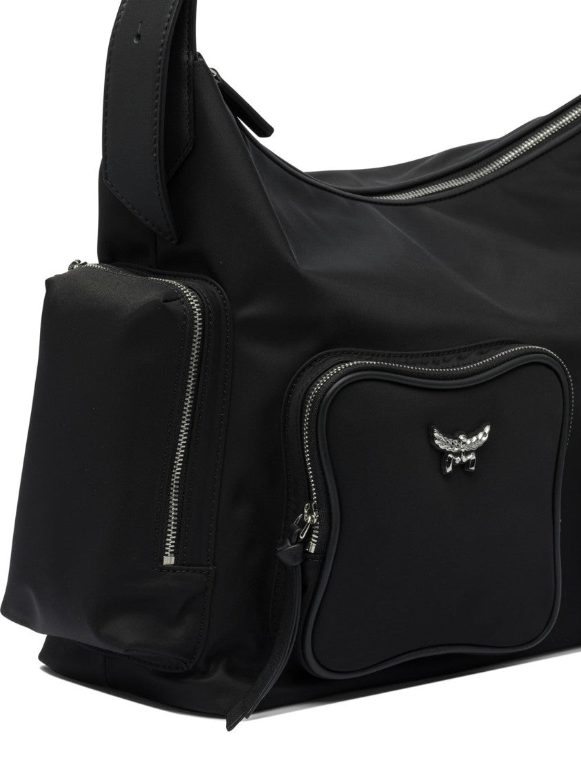 Mcm Nylon Shoulder Bag With Spacious Compartments
